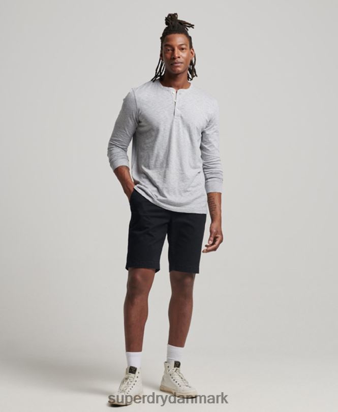 Superdry mørkegrå Mænd tøj langærmet jersey henley top 868VH1510