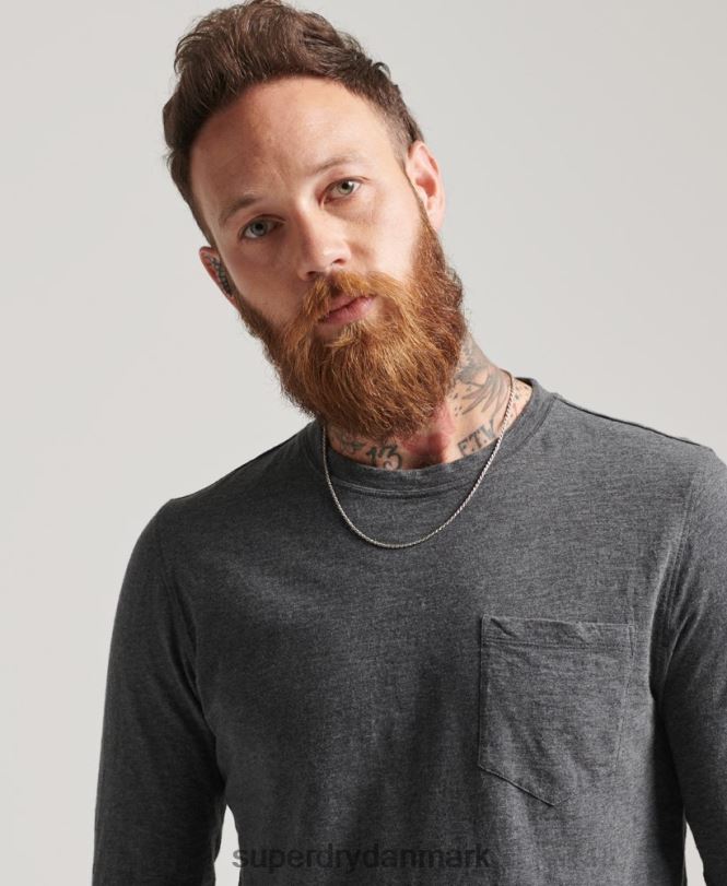 Superdry mørkegrå Mænd tøj langærmet slub jersey top 868VH6449