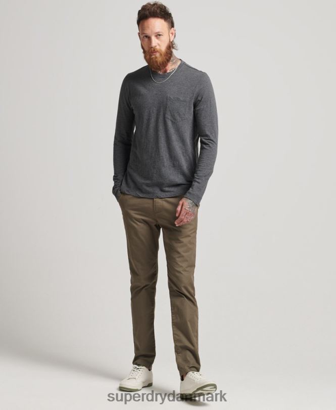 Superdry mørkegrå Mænd tøj langærmet slub jersey top 868VH6449
