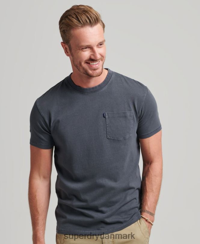 Superdry mørkegrå Mænd tøj lomme t-shirt i økologisk bomuld 868VH4938