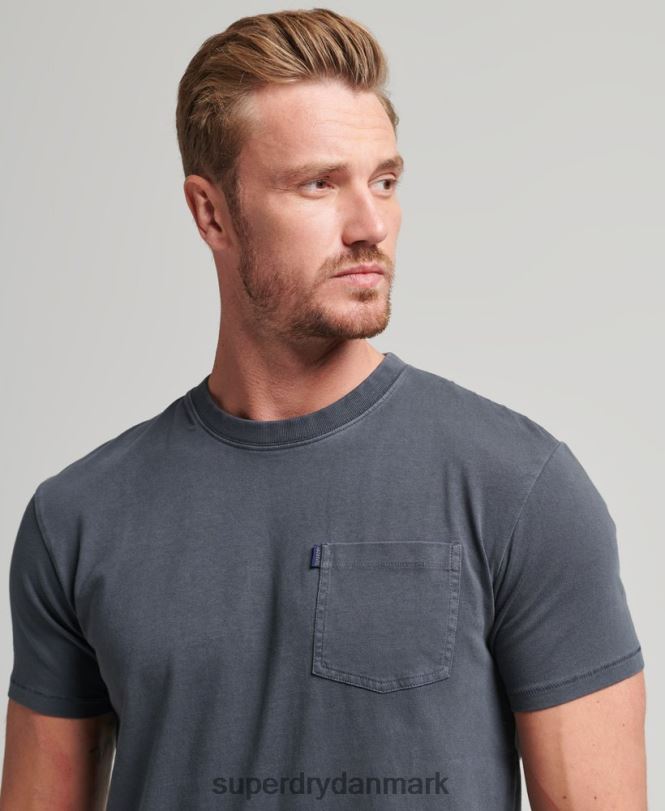 Superdry mørkegrå Mænd tøj lomme t-shirt i økologisk bomuld 868VH4938