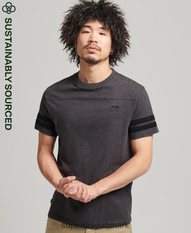 Superdry mørkegrå Mænd tøj organisk bomuld essentiel quarterback t-shirt med logo 868VH4887