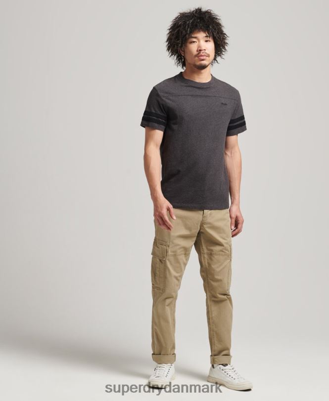 Superdry mørkegrå Mænd tøj organisk bomuld essentiel quarterback t-shirt med logo 868VH4887