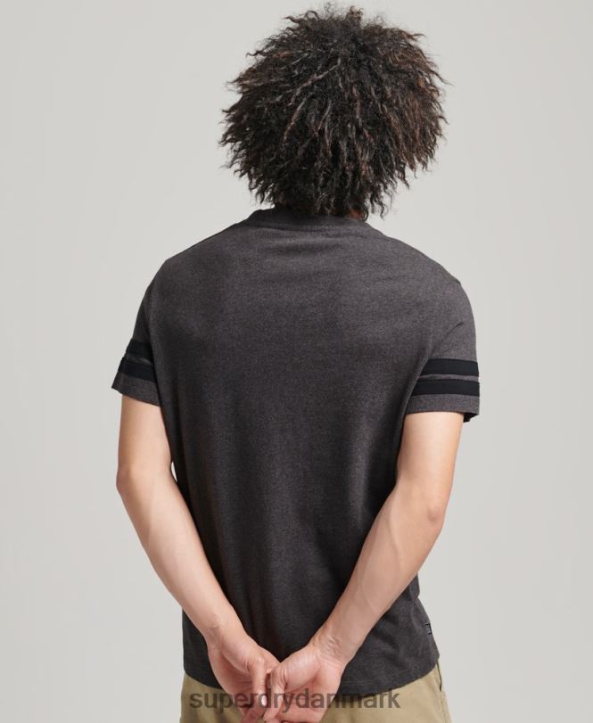 Superdry mørkegrå Mænd tøj organisk bomuld essentiel quarterback t-shirt med logo 868VH4887
