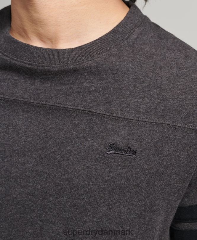 Superdry mørkegrå Mænd tøj organisk bomuld essentiel quarterback t-shirt med logo 868VH4887