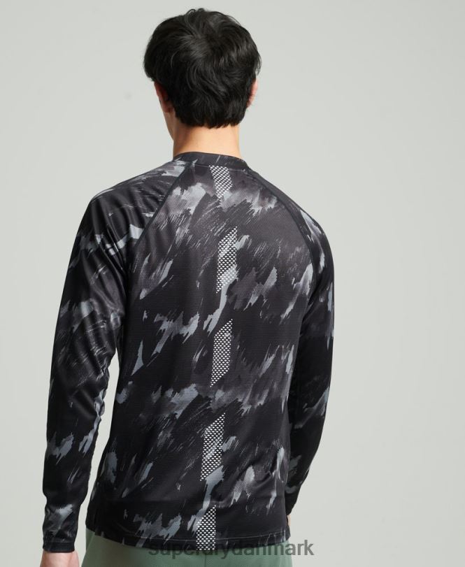 Superdry mørkegrå Mænd tøj train mock hals top 868VH5357