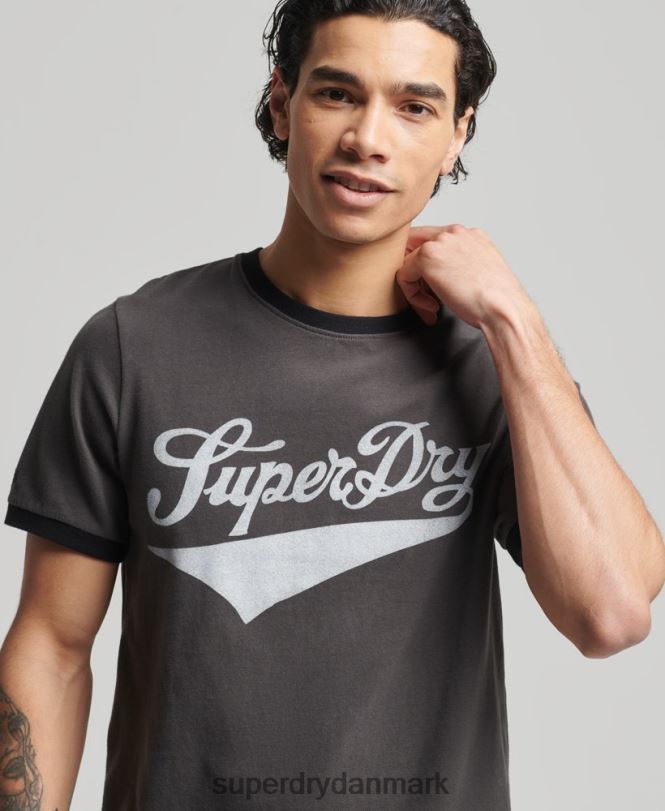 Superdry mørkegrå Mænd tøj vintage americana ringer t-shirt 868VH4945