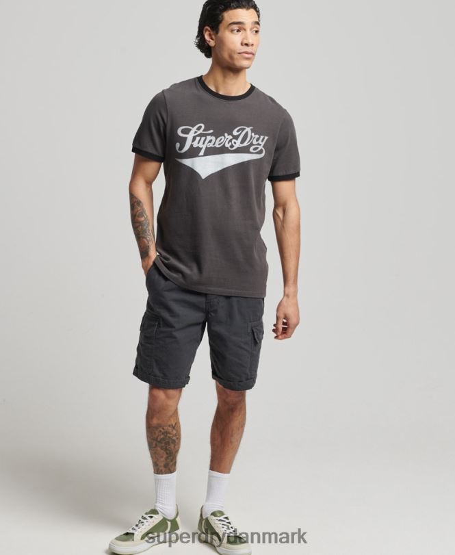 Superdry mørkegrå Mænd tøj vintage americana ringer t-shirt 868VH4945