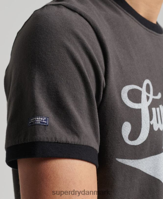 Superdry mørkegrå Mænd tøj vintage americana ringer t-shirt 868VH4945