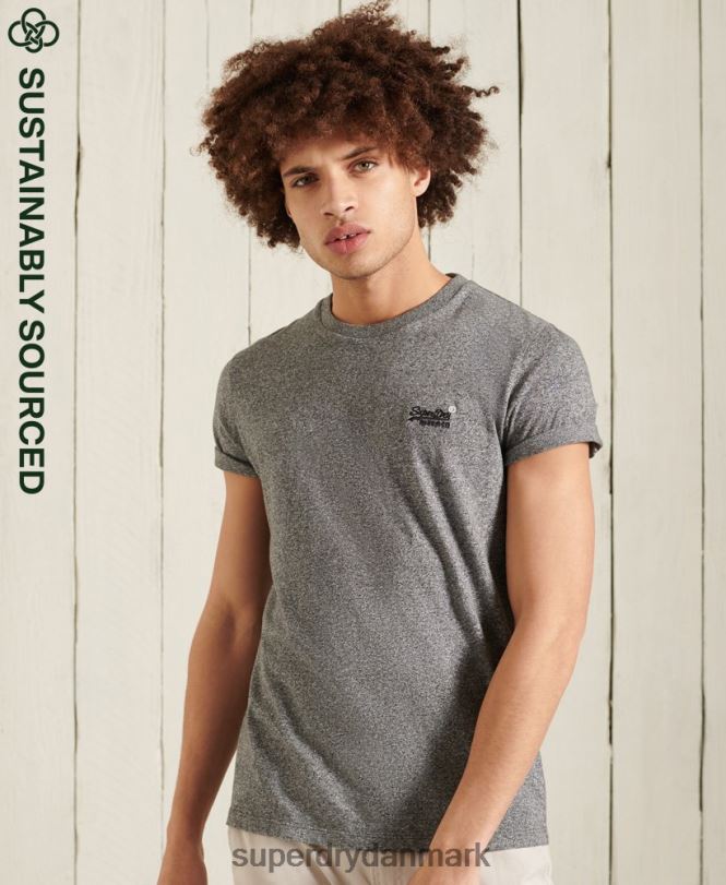 Superdry mørkegrå Mænd tøj vintage broderi t-shirt i økologisk bomuld 868VH4962