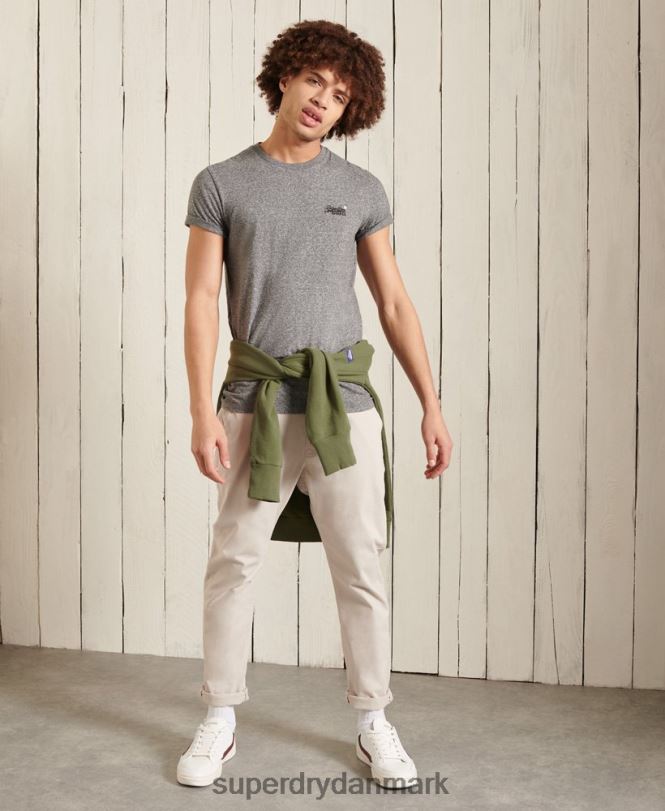 Superdry mørkegrå Mænd tøj vintage broderi t-shirt i økologisk bomuld 868VH4962