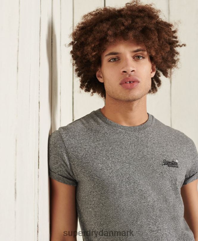 Superdry mørkegrå Mænd tøj vintage broderi t-shirt i økologisk bomuld 868VH4962