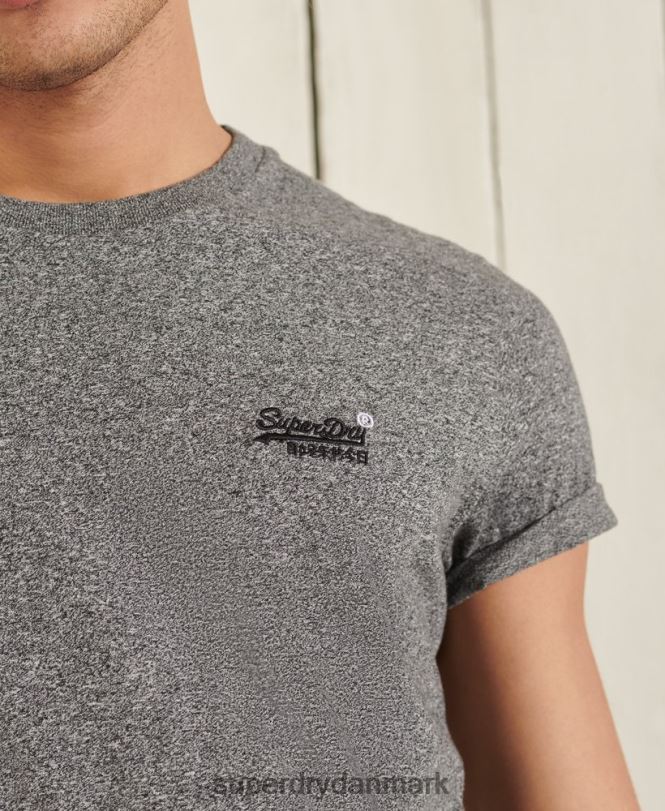 Superdry mørkegrå Mænd tøj vintage broderi t-shirt i økologisk bomuld 868VH4962
