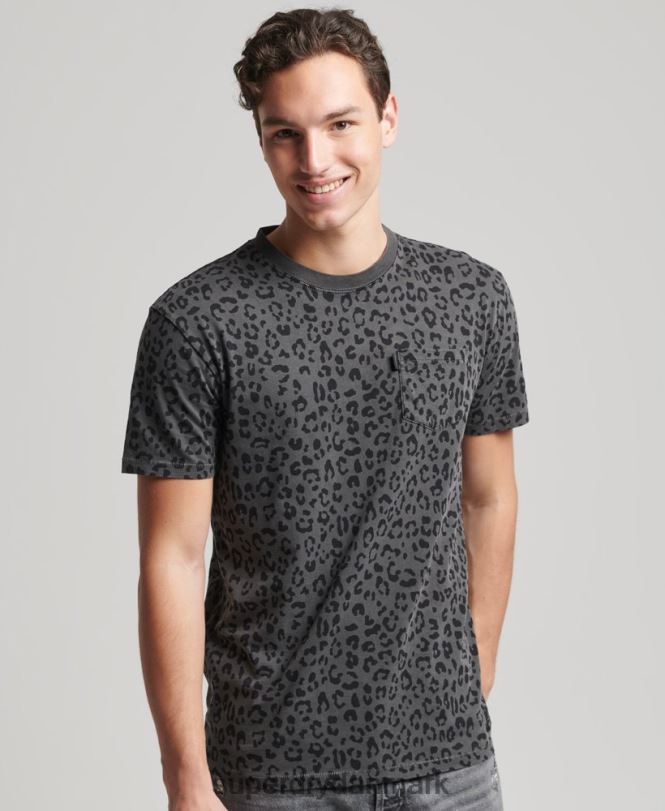 Superdry mørkegrå Mænd tøj vintage lomme t-shirt 868VH4876