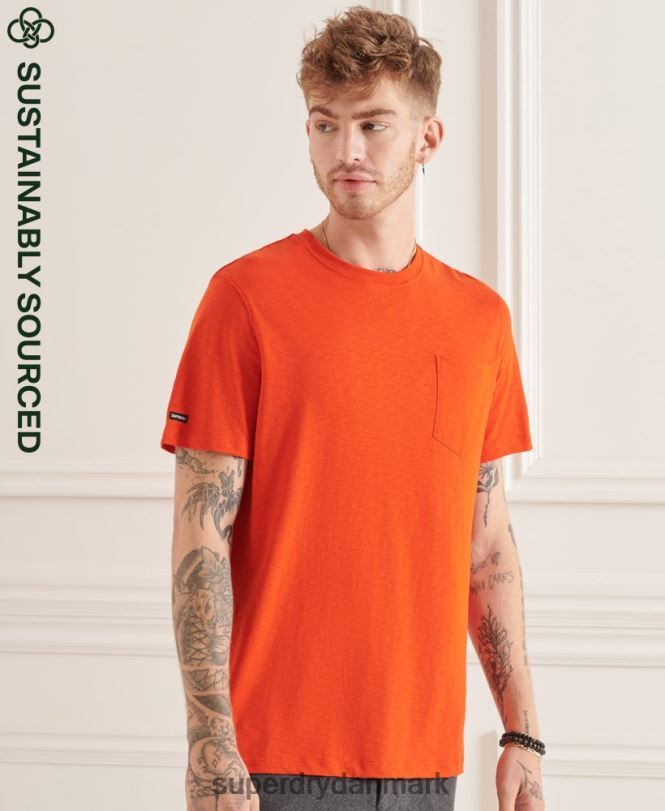 Superdry orange Mænd tøj T-shirt med rund hals i økologisk bomuld 868VH4859