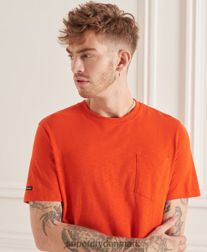 Superdry orange Mænd tøj T-shirt med rund hals i økologisk bomuld 868VH4859
