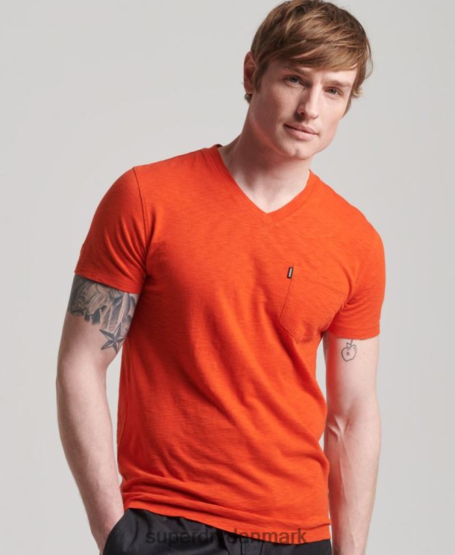 Superdry orange Mænd tøj T-shirt med v-hals i økologisk bomuld 868VH4810