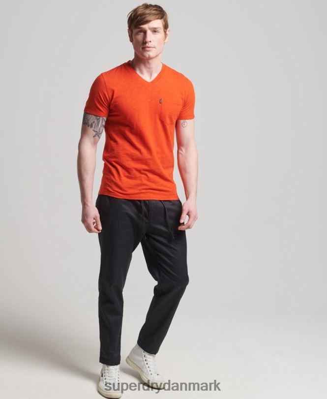 Superdry orange Mænd tøj T-shirt med v-hals i økologisk bomuld 868VH4810