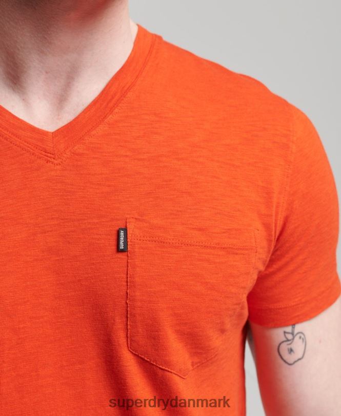 Superdry orange Mænd tøj T-shirt med v-hals i økologisk bomuld 868VH4810