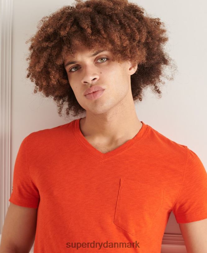 Superdry orange Mænd tøj T-shirt med v-hals i økologisk bomuld 868VH4837