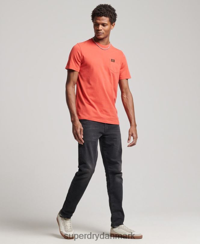 Superdry orange Mænd tøj t-shirt med lomme til arbejdstøj i økologisk bomuld 868VH4930