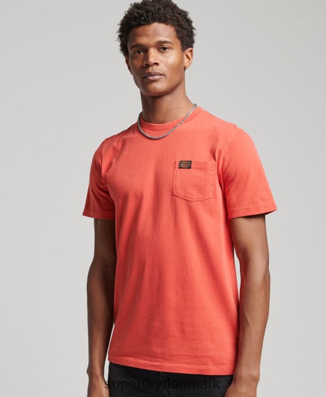 Superdry orange Mænd tøj t-shirt med lomme til arbejdstøj i økologisk bomuld 868VH4930