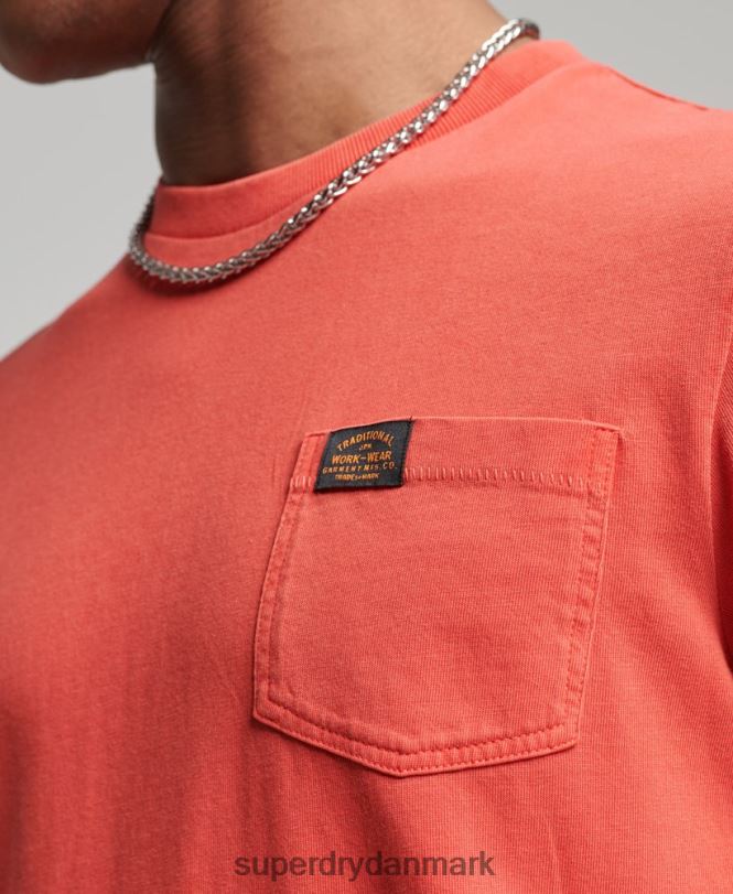 Superdry orange Mænd tøj t-shirt med lomme til arbejdstøj i økologisk bomuld 868VH4930