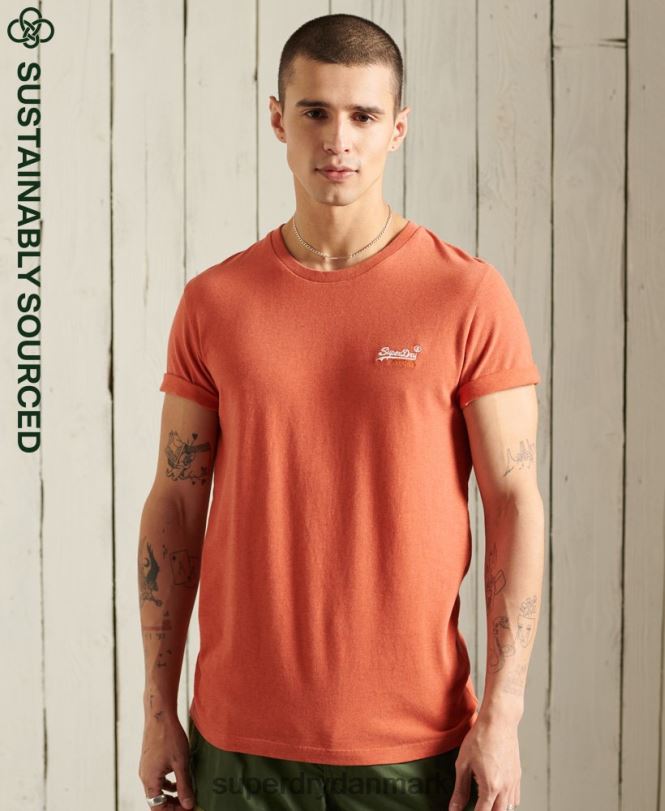 Superdry orange Mænd tøj vintage broderet t-shirt i økologisk bomuld 868VH4913