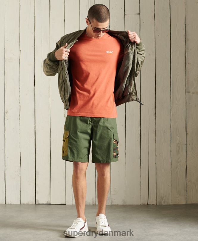Superdry orange Mænd tøj vintage broderet t-shirt i økologisk bomuld 868VH4913
