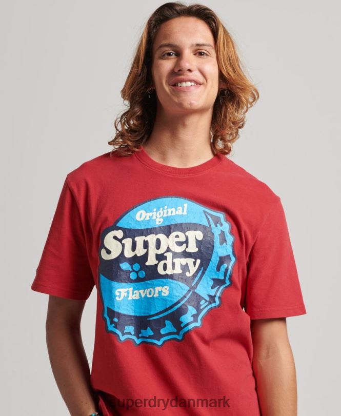 Superdry rød Mænd tøj cooper retro 70'er grafisk t-shirt 868VH4878