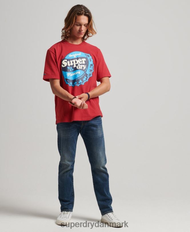 Superdry rød Mænd tøj cooper retro 70\'er grafisk t-shirt 868VH4878