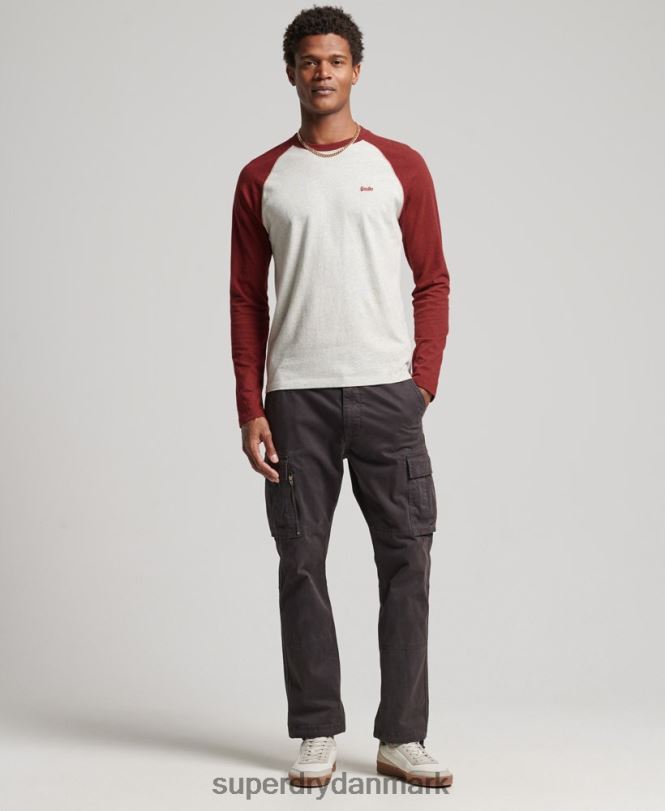 Superdry rød Mænd tøj essentiel langærmet baseballtop i økologisk bomuld 868VH1518