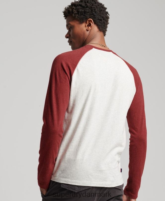 Superdry rød Mænd tøj essentiel langærmet baseballtop i økologisk bomuld 868VH1518