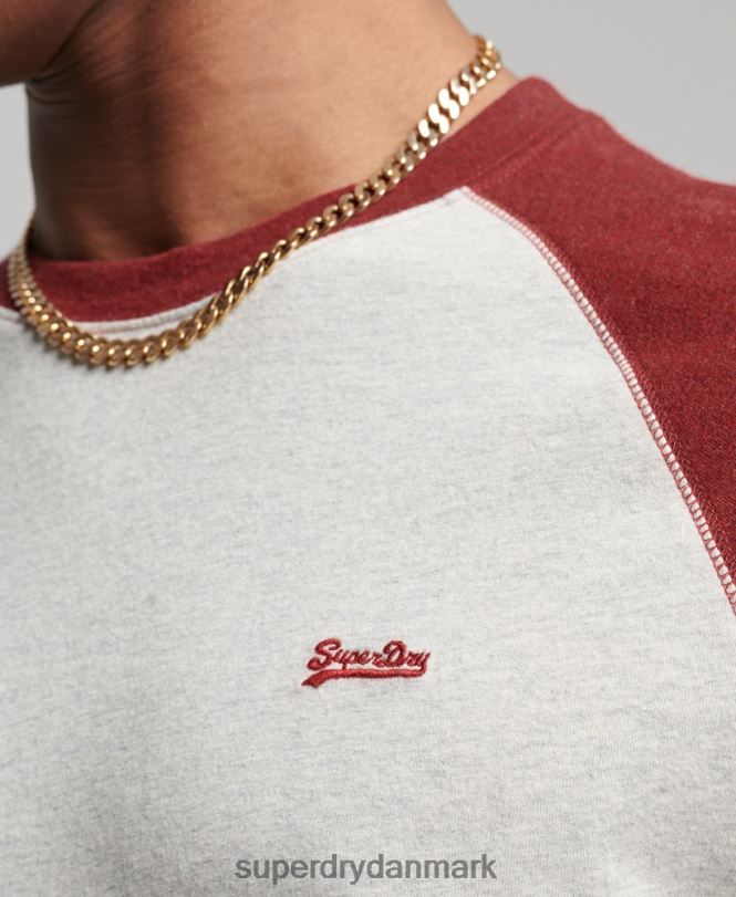 Superdry rød Mænd tøj essentiel langærmet baseballtop i økologisk bomuld 868VH1518