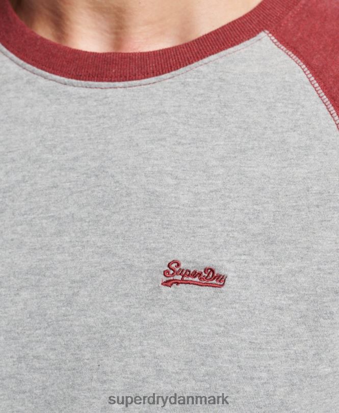 Superdry rød Mænd tøj essentiel langærmet baseballtop i økologisk bomuld 868VH1527