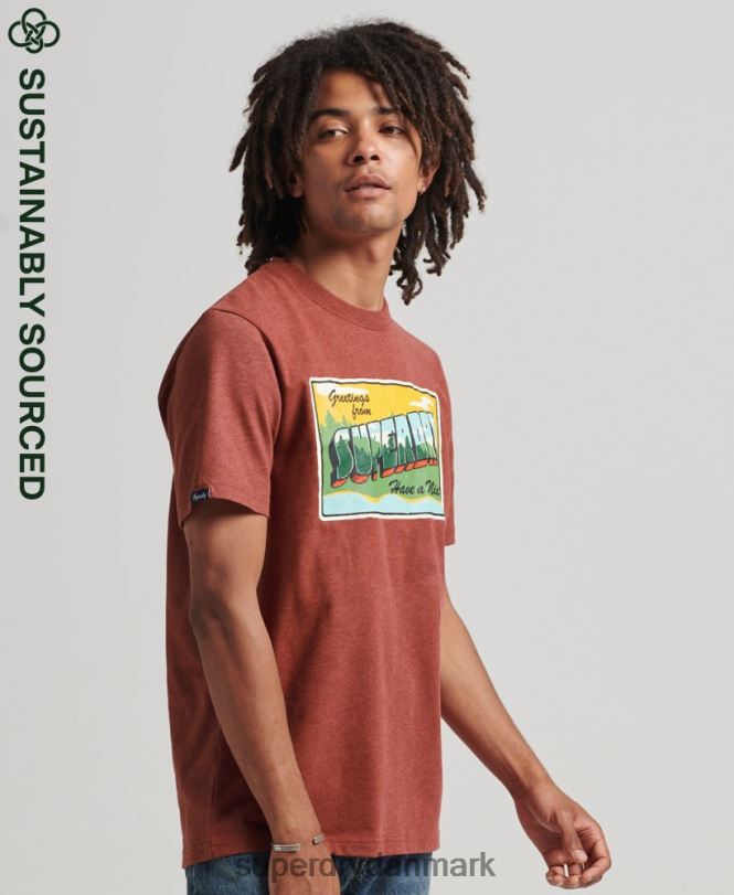 Superdry rød Mænd tøj rejse postkort grafisk t-shirt 868VH4820