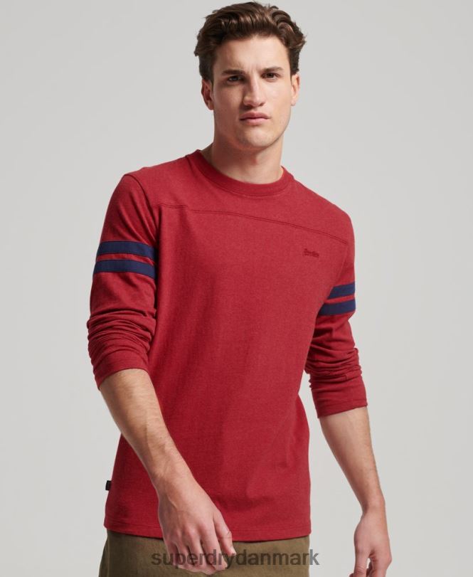 Superdry rød Mænd tøj vintage-logo quarterback top i økologisk bomuld 868VH1474