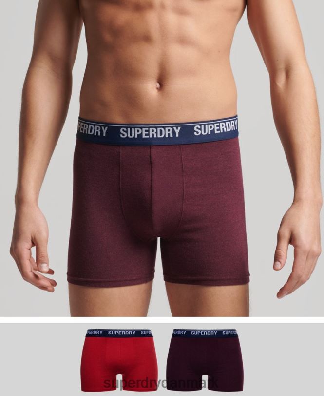 Superdry rød Mænd tøj boxer dobbeltpakke i økologisk bomuld 868VH1833