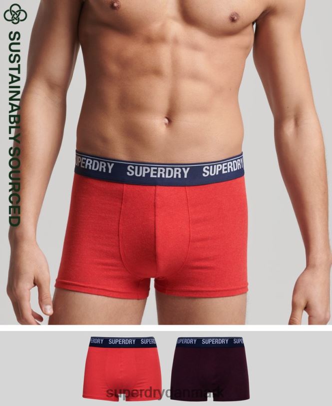 Superdry rød Mænd tøj økologisk bomuld kuffert multi dobbelt pakke 868VH1867