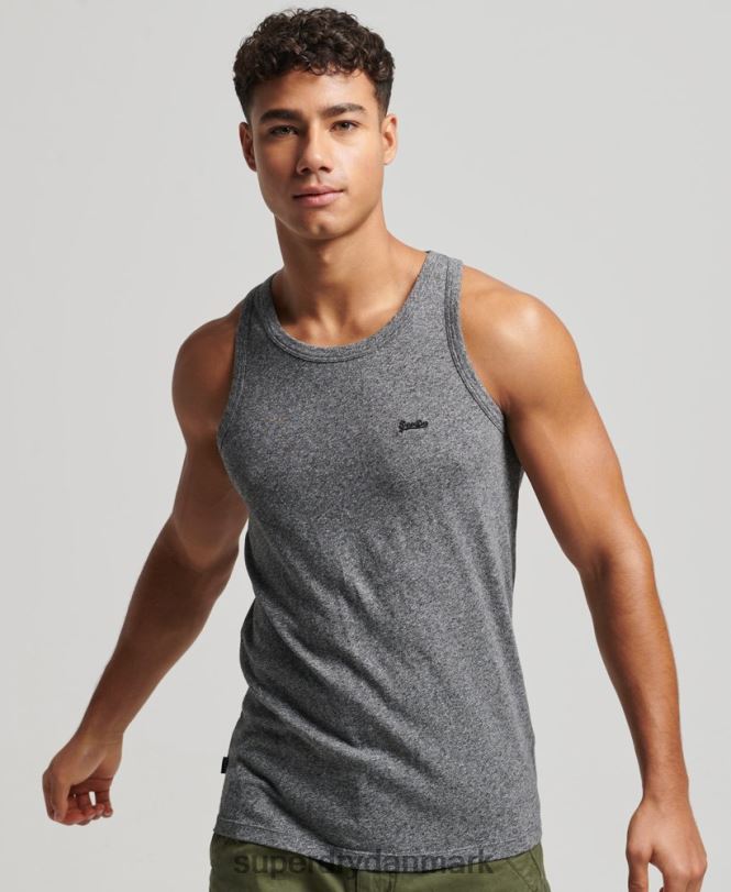 Superdry mørkegrå Mænd tøj vintage logovest top i økologisk bomuld 868VH1502