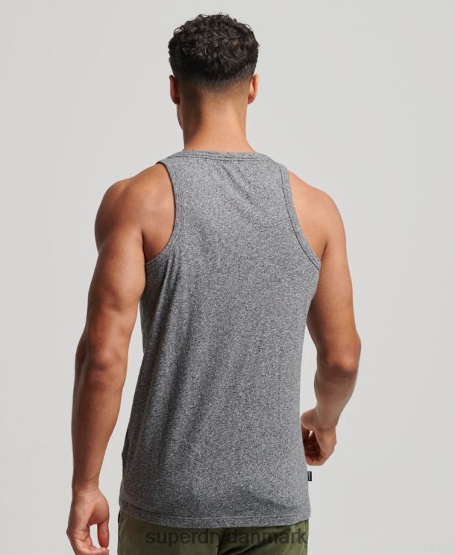 Superdry mørkegrå Mænd tøj vintage logovest top i økologisk bomuld 868VH1502