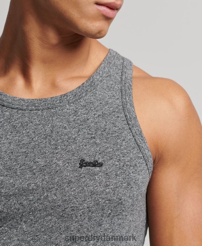 Superdry mørkegrå Mænd tøj vintage logovest top i økologisk bomuld 868VH1502