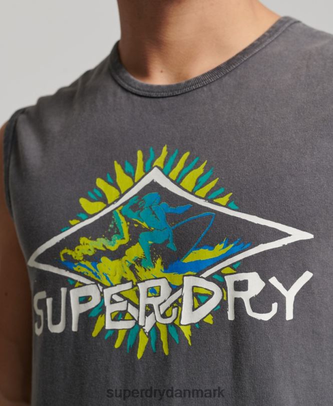 Superdry mørkegrå Mænd tøj vintage tribal surf vest top 868VH1450