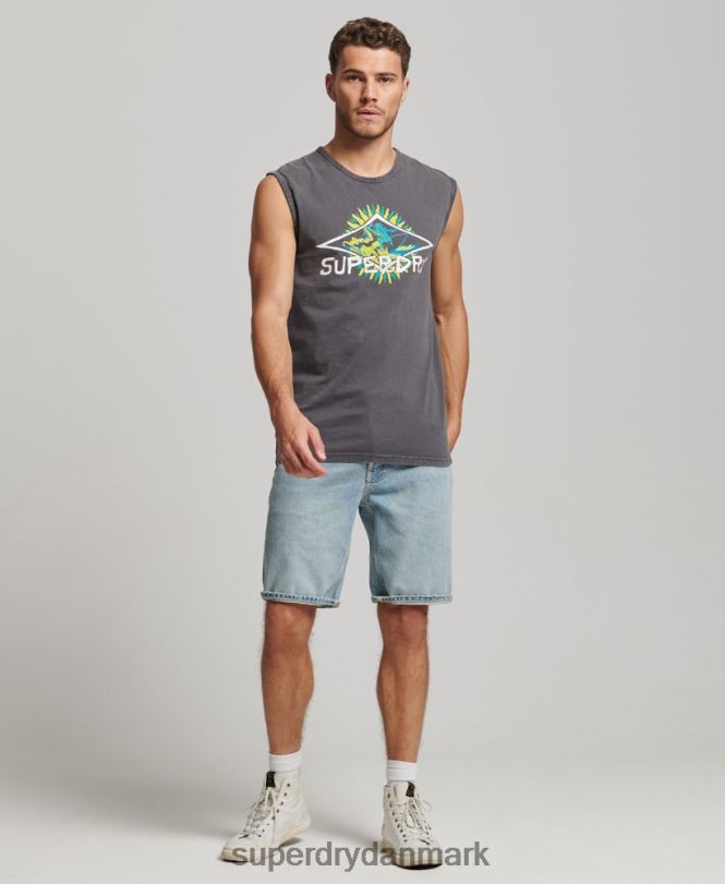 Superdry mørkegrå Mænd tøj vintage tribal surf vest top 868VH1450