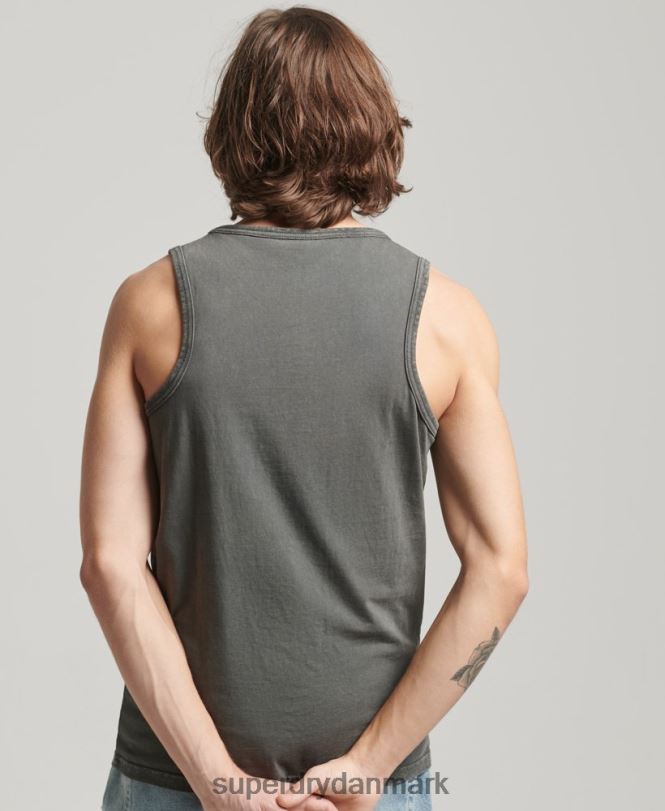 Superdry mørkegrå Mænd tøj vintage vest med firmalogo 868VH1524