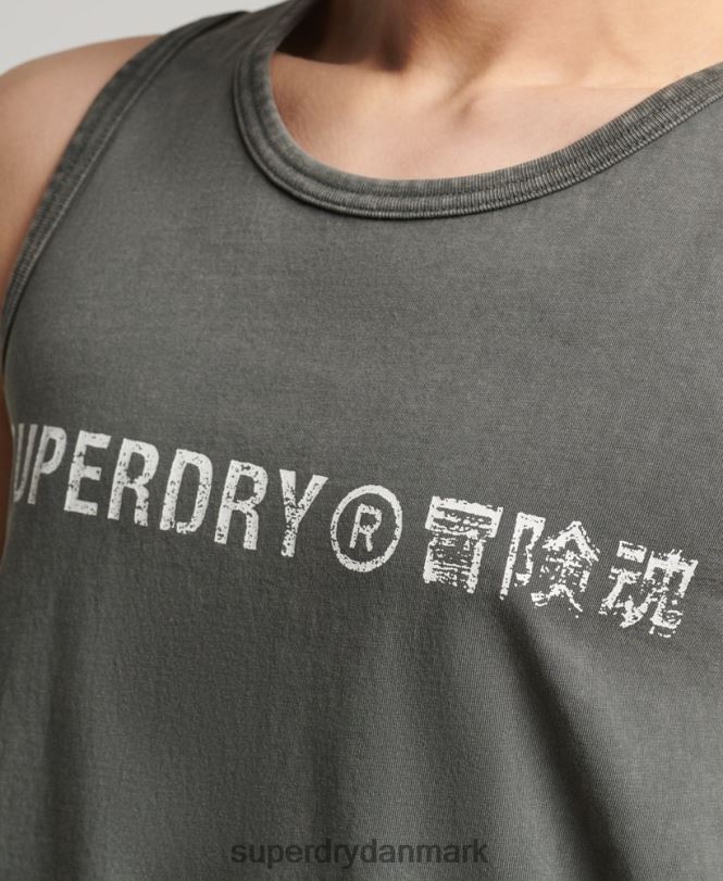 Superdry mørkegrå Mænd tøj vintage vest med firmalogo 868VH1524