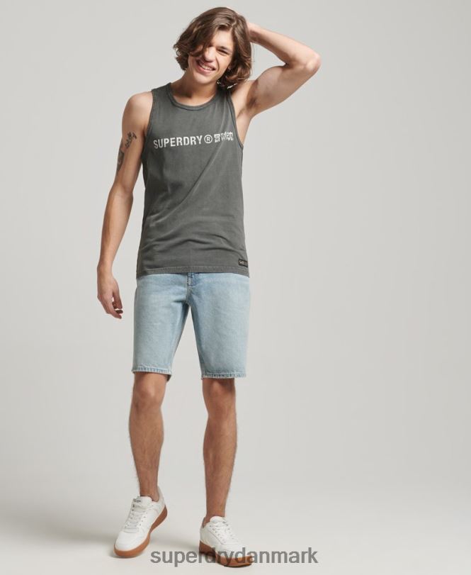 Superdry mørkegrå Mænd tøj vintage vest med firmalogo 868VH1524